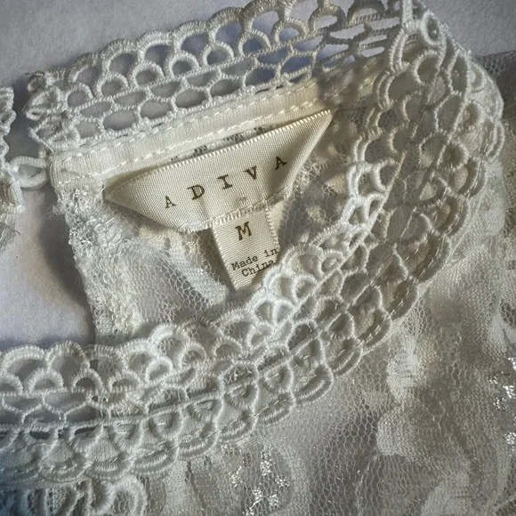 Adiva Cream Lace Western Blouse Rodeo Cowgirl Top Boho Prairie Romantic Size M - Picture 4 of 8